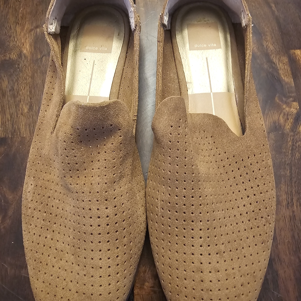 Dolce Vita Perforated Suede Slip-On Loafers in Brown